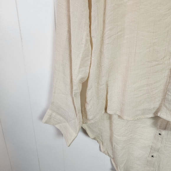 Adiva Sheer Lightweight Loose Long Sleeve Blouse Top Beige Size Small Boho - Picture 5 of 11